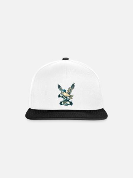 Coole Möwe Moin Moin Norddeutschland - Snapback Cap - Weiß/Schwarz