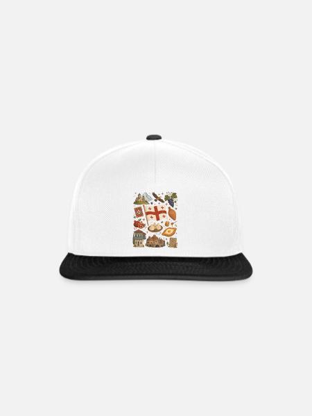 Georgien | Kaukasus, Genuss & Heimat - Snapback Cap - Weiß/Schwarz