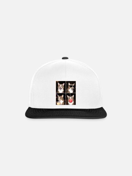 Katzen American Bobtail Katze - Snapback Cap - Weiß/Schwarz