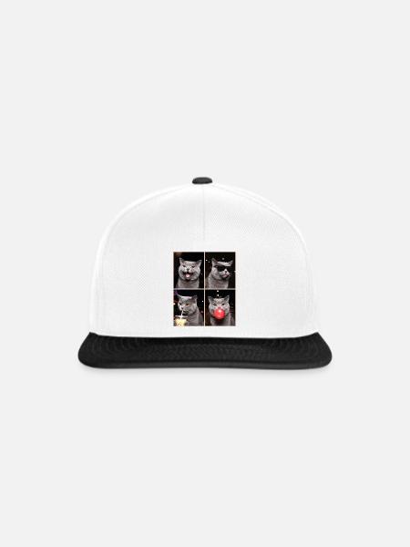 Katzen Britisch Kurzhaar Katze - Snapback Cap - Weiß/Schwarz