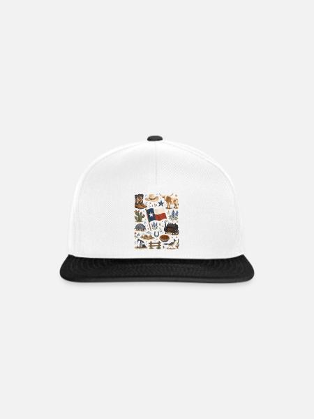 Texas | Cowboy, BBQ & Wildwest - Snapback Cap - Weiß/Schwarz