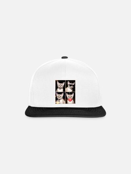Katzen Devon Rex Katze - Snapback Cap - Weiß/Schwarz