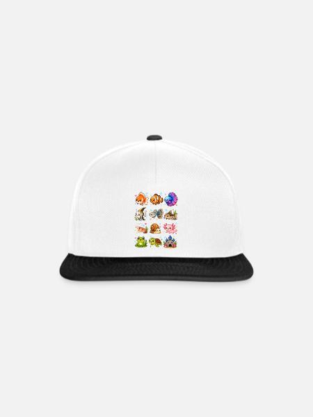 Kawaii Aquarium | Unterwasserwelt Tiere - Snapback Cap - Weiß/Schwarz