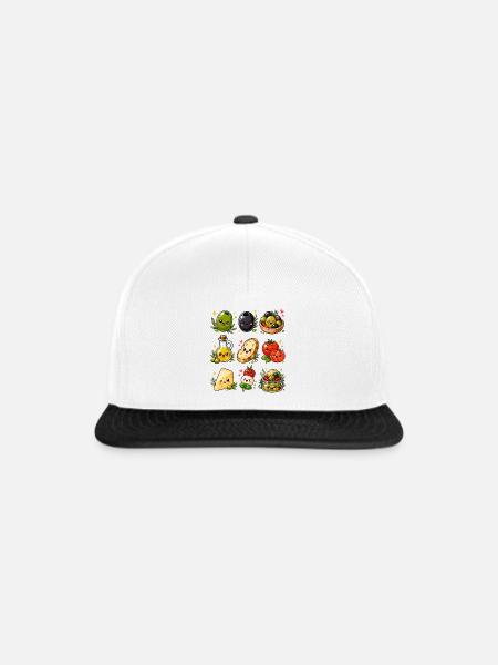 Kawaii Oliven | Mediterrane Küche - Snapback Cap - Weiß/Schwarz