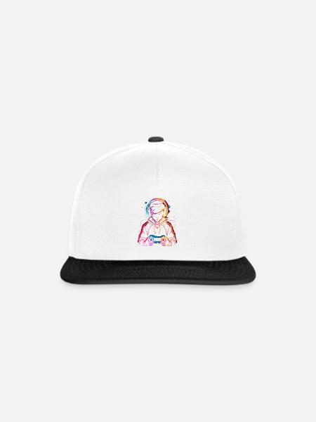 Gamer Synthwave - Snapback Cap - Weiß/Schwarz