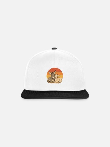 Esel und Ziege - Snapback Cap - Weiß/Schwarz