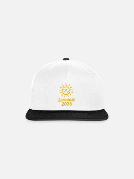 Lanzarote 2026 Sonnenlogo - Snapback Cap - Weiß/Schwarz