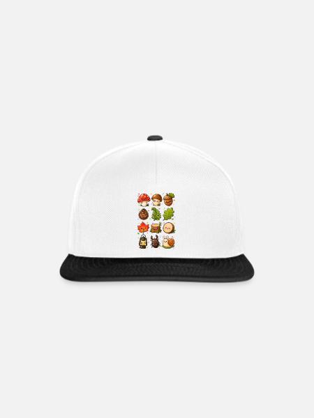 Kawaii Waldschätze | Pilze & Natur - Snapback Cap - Weiß/Schwarz