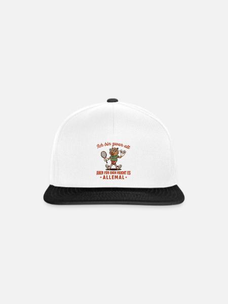 Badminton bin zwar alt Retro Federball - Snapback Cap - Weiß/Schwarz