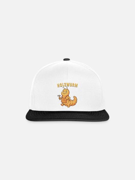 Holzwurm Tischler Schreiner Handwerker Lustig - Snapback Cap - Weiß/Schwarz