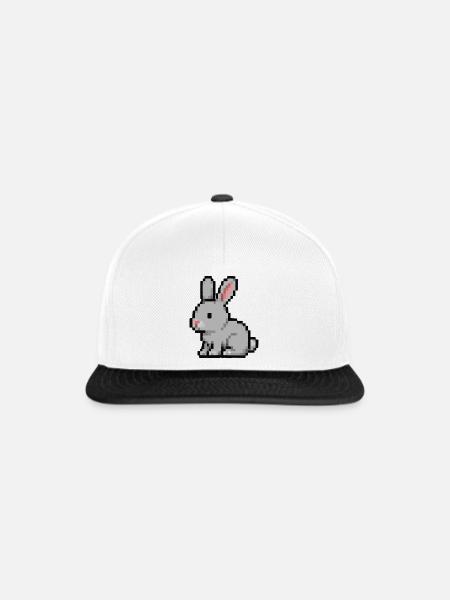 Pixel Hase - Snapback Cap - Weiß/Schwarz