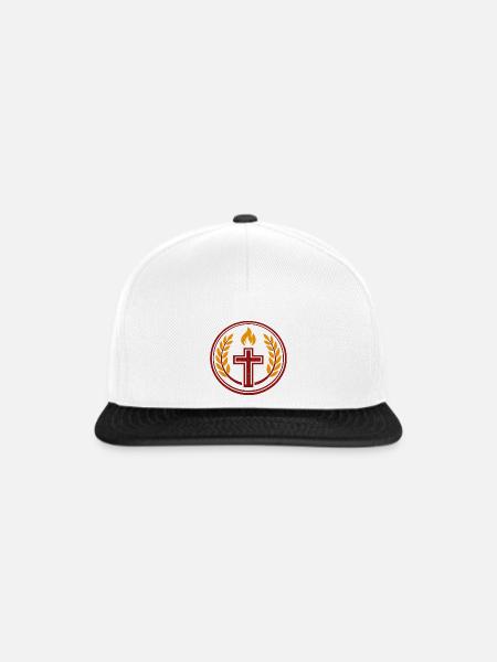 Flammenkreuz im Lorbeerkranz - Snapback Cap - Weiß/Schwarz