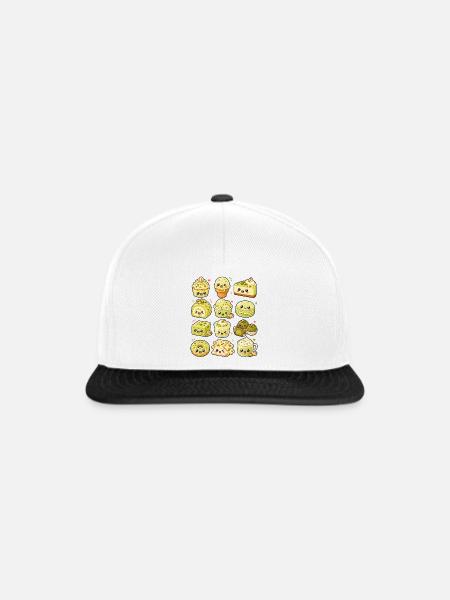 Kawaii Pistazie | Desserts & Süßes - Snapback Cap - Weiß/Schwarz