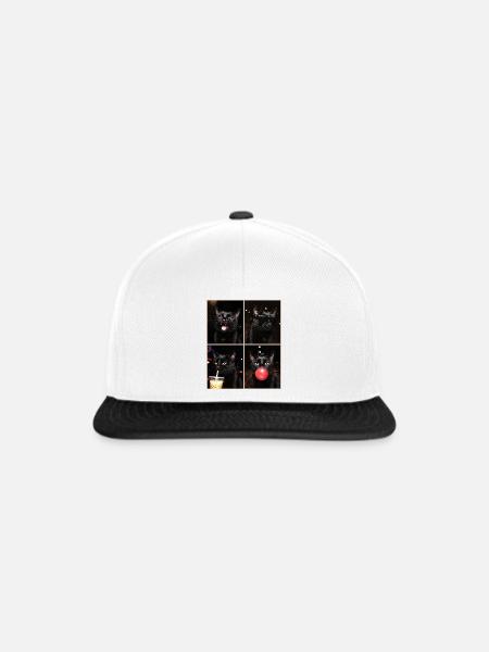 Katzen schwarze Katze - Snapback Cap - Weiß/Schwarz