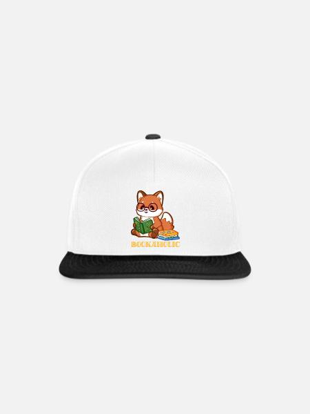Cartoon Fuchs mit Buch beim Lesen  - Snapback Cap - Weiß/Schwarz