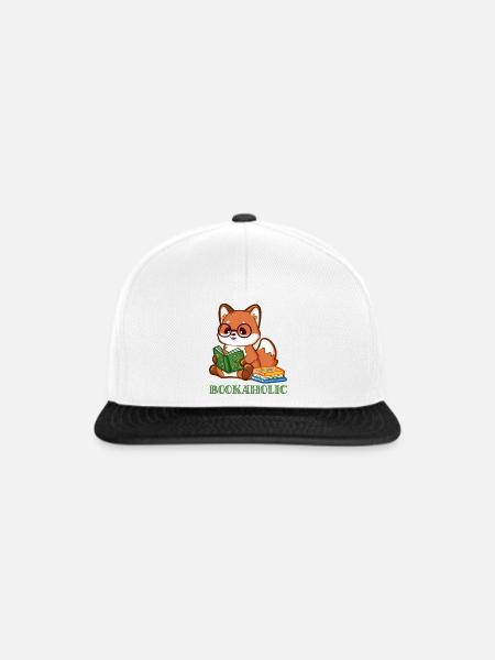 Niedlicher Fuchs mit Spruch und Lesebrille - Snapback Cap - Weiß/Schwarz