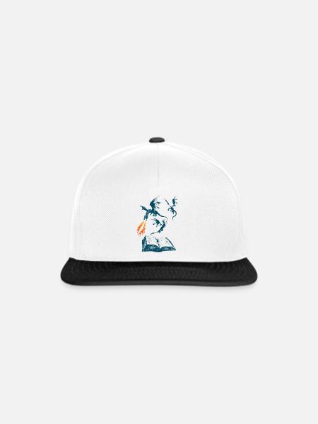 Buch Drachen Fantasy Lesen - Snapback Cap - Weiß/Schwarz