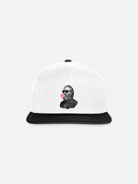 Walt Whitman mit Pinker Bubble - Snapback Cap - Weiß/Schwarz