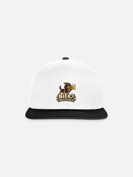 Lustiger Dackel im bayerischen Look - Snapback Cap - Weiß/Schwarz
