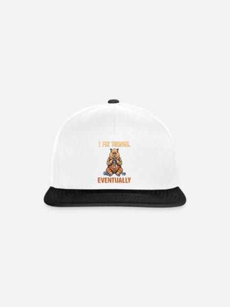 Capybara Schrauber - Snapback Cap - Weiß/Schwarz