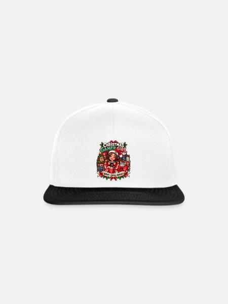 Weihnachts Gamerin Pixelkunst - Snapback Cap - Weiß/Schwarz