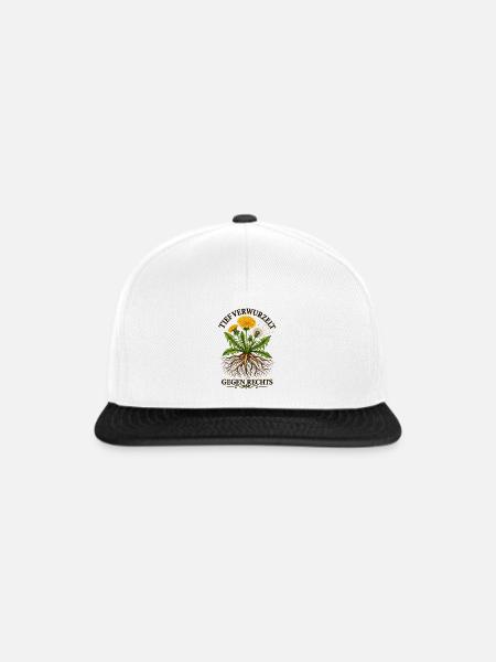 Tief Verwurzelt Gegen Rechts Löwenzahn - Snapback Cap - Weiß/Schwarz