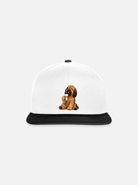 Briard mit Latte Macchiato - Snapback Cap - Weiß/Schwarz