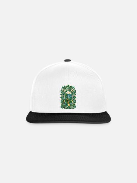 Irland | Kleeblatt, Harfe & Kelten - Snapback Cap - Weiß/Schwarz