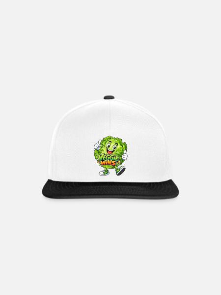 Lustiger Salat - Veggie gewinnt - Snapback Cap - Weiß/Schwarz