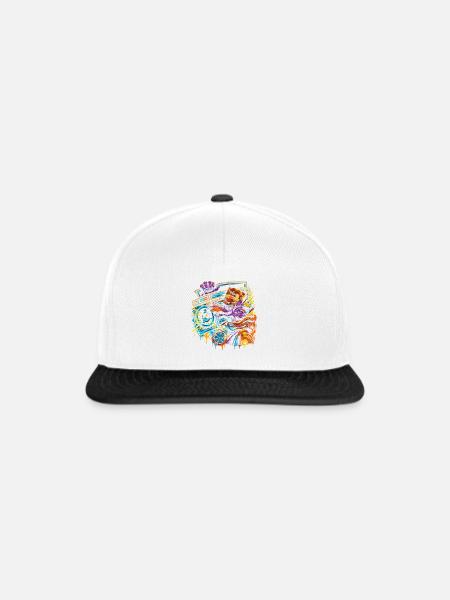 Drache DJ mit Boombox - Snapback Cap - Weiß/Schwarz