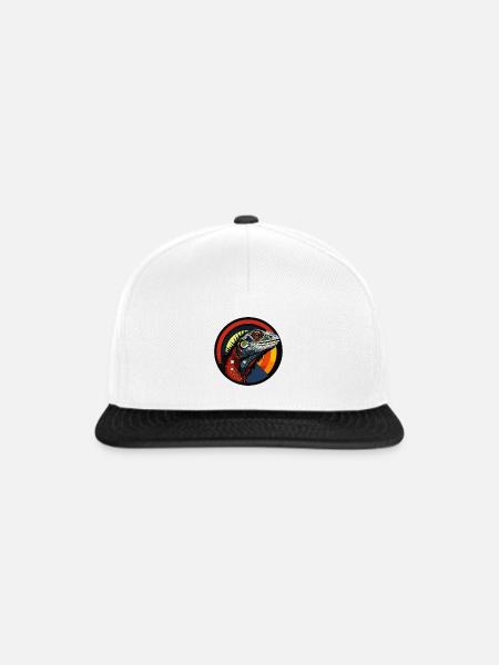 Leguan Kopf Retro Sonnenuntergang - Snapback Cap - Weiß/Schwarz