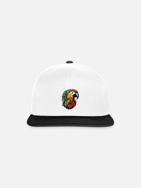 Papagei Ara Kopf Bunt - Snapback Cap - Weiß/Schwarz