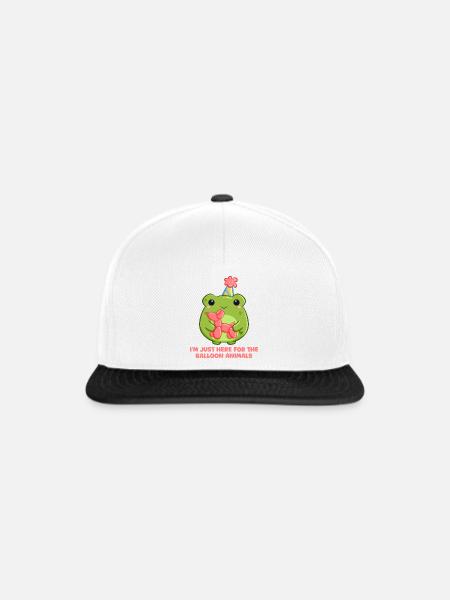 Fröhlicher Frosch mit Ballontier mit Spruch - Snapback Cap - Weiß/Schwarz