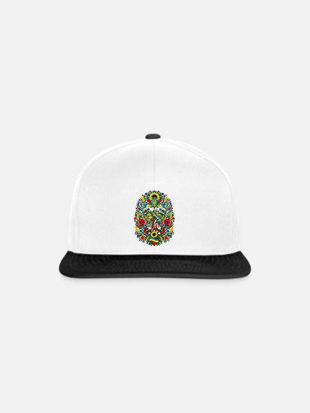 Ukraine | Sonnenblumen & Volkskunst - Snapback Cap - Weiß/Schwarz