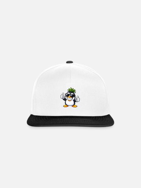 Cooler Pinguin mit Ananas Frisur - Snapback Cap - Weiß/Schwarz