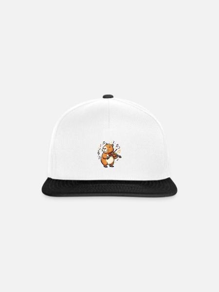 Capybara Geige Violine - Snapback Cap - Weiß/Schwarz