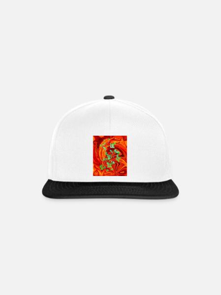 grüne Neonfeuerblume - Snapback Cap - Weiß/Schwarz