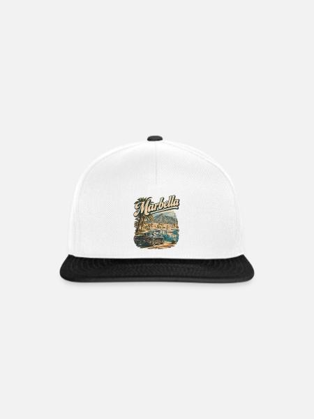 Marbella Puerto Banus Hafen - Snapback Cap - Weiß/Schwarz