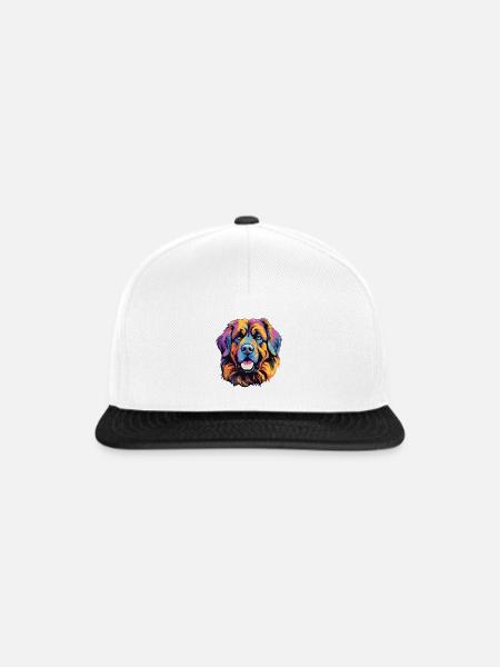 Hundeporträt Popart - Snapback Cap - Weiß/Schwarz
