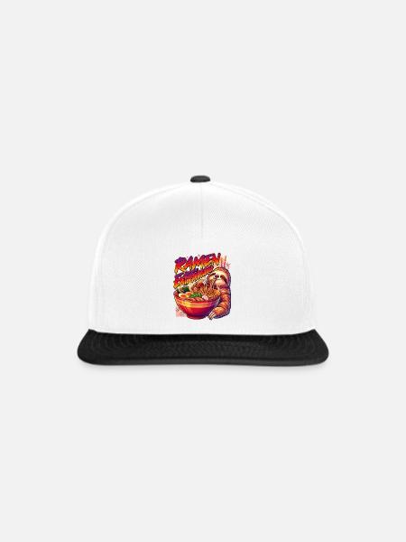 Ramen Entspannung Faultier Nudeln Japan - Snapback Cap - Weiß/Schwarz