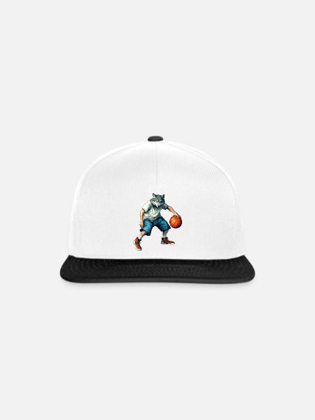 Wölfe Basketballer / Basketball Wolf - Snapback Cap - Weiß/Schwarz