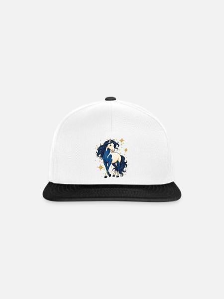 Pferd mit Sternen - Snapback Cap - Weiß/Schwarz