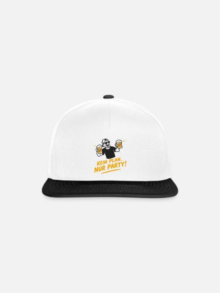 Kein Plan, Nur Party - Bierlaune - Snapback Cap - Weiß/Schwarz