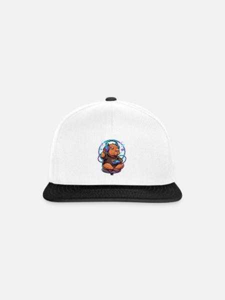 Capybara Gamer Mit Controller Gaming Kawaii - Snapback Cap - Weiß/Schwarz