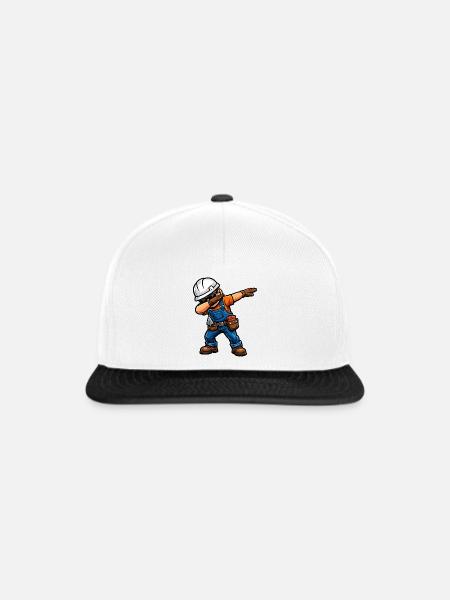 Dabbing Maurer – Lustiges Handwerker Motiv - Snapback Cap - Weiß/Schwarz