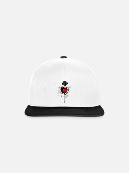 Gothic Goth Okkult Skullmystic Blumen - Snapback Cap - Weiß/Schwarz