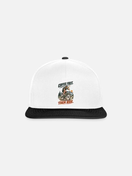 Kaffee Zuerst Dann Radfahren - Snapback Cap - Weiß/Schwarz