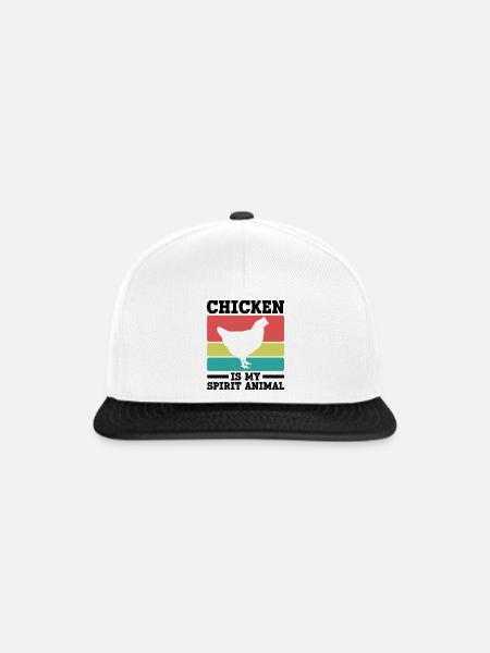 Huhn Seelentier Retro - Snapback Cap - Weiß/Schwarz