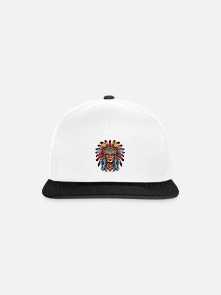 Portrait Indianer Native American - Snapback Cap - Weiß/Schwarz