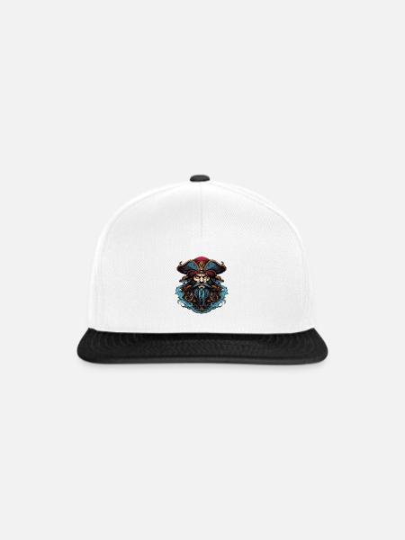 Pirat mit Dreispitz und Bart - Snapback Cap - Weiß/Schwarz